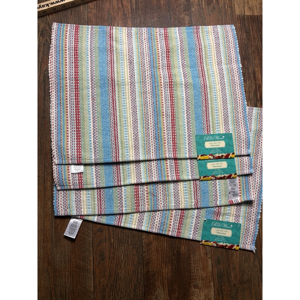Set of Four (4) ~ Pioneer Woman ~ 14" x 19" ~ CLASSIC CHUNKY STRIPE ~ Placemats